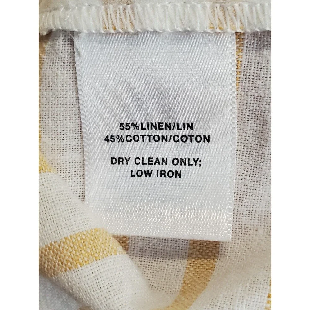 Lafayette 148 New York Yellow Striped Linen/Cotton Blend Button-Up Shirt Size XL - Picture 5 of 5